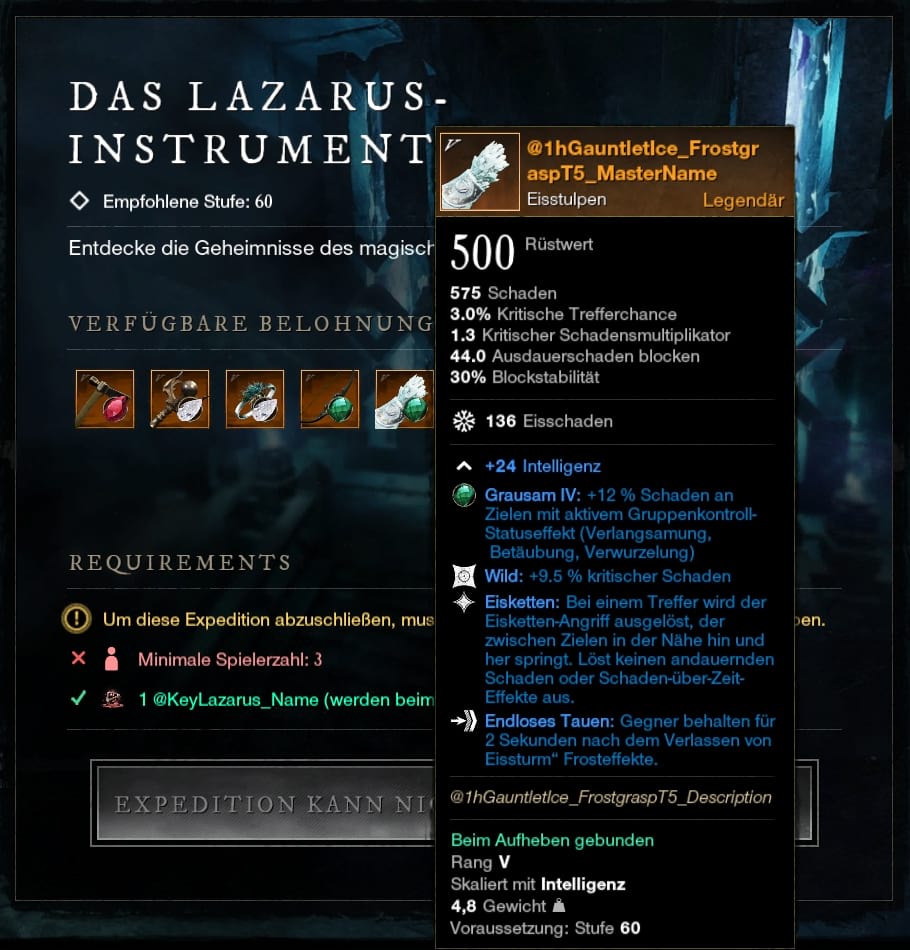Lazarus-Instrumentarium: Beute und Belohnungen